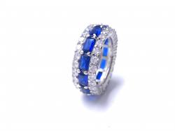 Silver Dark Blue & White CZ Full Eternity Ring O