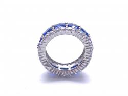 Silver Dark Blue & White CZ Full Eternity Ring O
