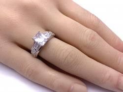 Silver Clear CZ Fancy Solitaire Ring