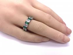 Silver Green & White CZ Full Eternity Ring S