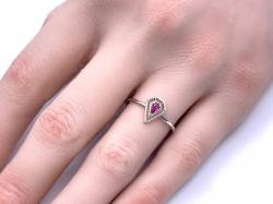 Silver Red CZ Solitaire Kite Design Ring