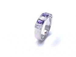 Silver Purple & White CZ Eternity Ring N