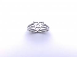 Silver Double Band Celtic Style Triangle Ring