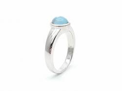 Silver Blue Topaz Round Solitaire Ring
