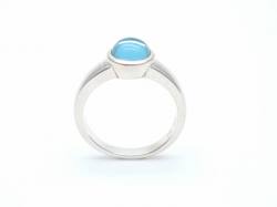 Silver Blue Topaz Round Solitaire Ring