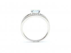 Silver Oval Aquamarine & CZ Ring