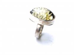 Silver Amber Flower Detail Ring