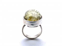 Silver Amber Flower Detail Ring