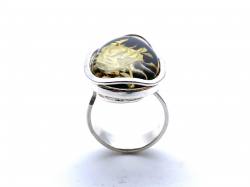 Silver Amber Flower Detail Ring