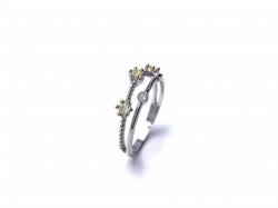 Silver Double Row Clear & Yellow CZ Ring