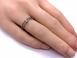 Silver Double Row Clear & Yellow CZ Ring