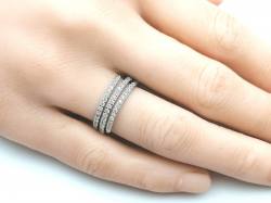Silver CZ 3 Band Ring