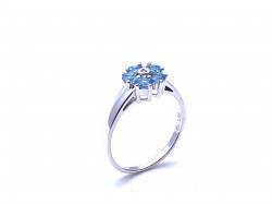 Silver Blue Topaz and CZ Cluster Ring