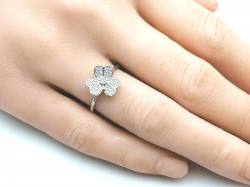 Silver CZ Shamrock Ring