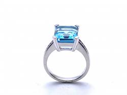 Silver Sky Blue Topaz and CZ Ring