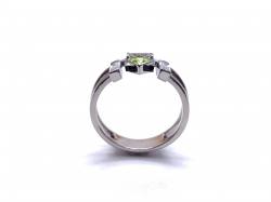 Silver Double Row Clear & Pale Green CZ Ring