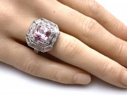 Silver Pink & Clear CZ Cluster Ring