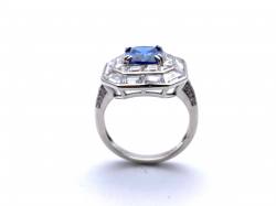 Silver London Blue & Clear CZ Cluster Ring