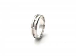 Silver CZ Satin Wedding Band 5mm