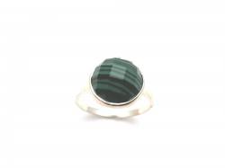 Silver Round Malachite Ring