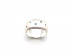 Silver Blue CZ Wide Band Ring