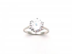 Silver CZ Solitaire Ring M