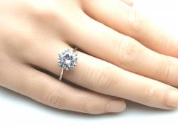 Silver CZ Solitaire Ring M