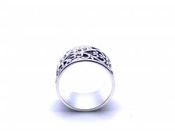 Silver Patterned Wide Band Ring