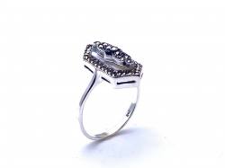 Silver Marcasite & Mother Of Pearl Marquise Ring