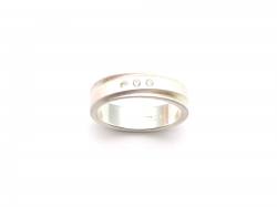 Silver CZ 3 Stone Band Ring