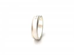 Silver CZ 3 Stone Band Ring