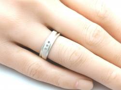 Silver CZ 3 Stone Band Ring