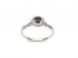 Silver Garnet & CZ Fancy Cluster Ring