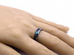 Tungsten Cabide Ring Blue Green & Black Inlay