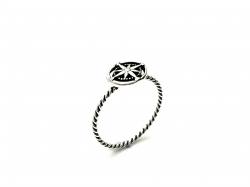 Silver Compass Twisted Band Ring