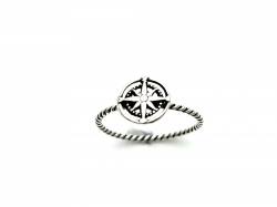 Silver Compass Twisted Band Ring