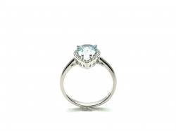 Silver Pear Shaped Blue Topaz and CZ Cluster Ring