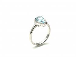 Silver Pear Shaped Blue Topaz and CZ Cluster Ring