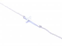 Silver Cross Detail Bracelet 7-9 Inch