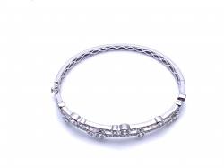 Silver CZ Bubble Hinged Bangle