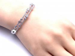 Silver CZ Bubble Hinged Bangle