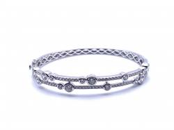 Silver CZ Bubble Hinged Bangle