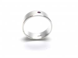 Silver Ruby Plain Flat Wedding Ring 6mm Size W