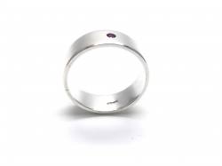 Silver Ruby Plain Flat Wedding Ring 6mm Size W