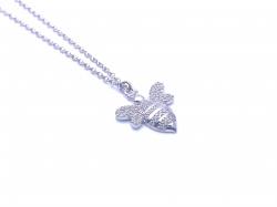 Silver CZ Set Bumble Bee Pendant & Chain