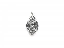 Silver Marcasite Marquise Shaped Pendant