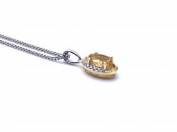 Silver Citrine and CZ Pendant & Chain