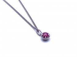 Silver Ruby & CZ Pendant & Chain