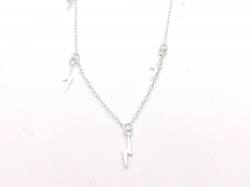 Silver Lightning Bolt Pendant Choker Necket