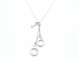 Silver Handcuffs & Key Pendant & Chain